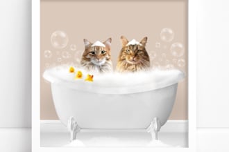 create personalized pet portraits custom two pets in bathtub