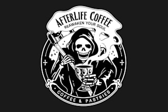 create a custom vintage premium coffee shop café logo design