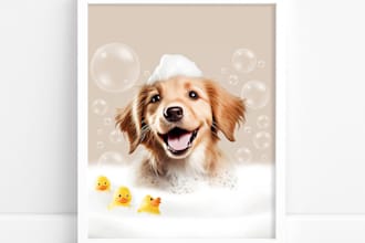 create custom pet portraits, kids, guestroom wall art decor