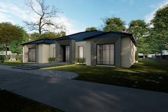 design front elevation exterior 3d rendering