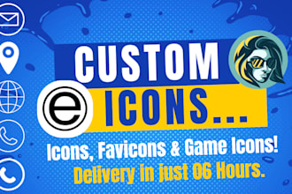 design favicon, website icon, custom icon, app icon, and game icon