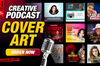 make modern minimalist podcast cover art, podcast logo and any graphics design