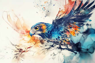 draw custom watercolor modern tattoo design unique