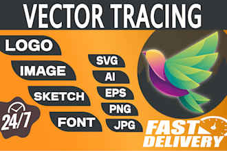 do vector tracing modify redesign edit logo image convert to vector ai, svg, eps