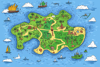 create doodle illustrated vector map cartoon