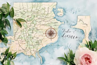design watercolor wedding map