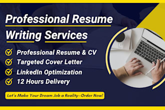provide professional resume, linkedin, and cover letter writing services