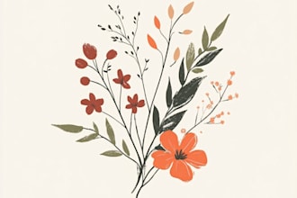 draw hand drawn feminine botanical boho logo