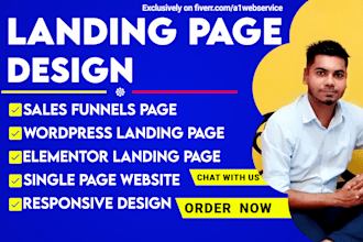 design wordpress landing page, one page website sales funnel with elementor pro