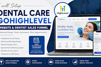 setup dental care gohighlevel website dentist sales funnel dental landing page