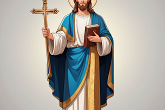 illustrate cartoon character holy saint christian bible figure illustrati