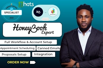 setup dubsado and honeybook crm account, 17hats, acuity scheduling, honeybook