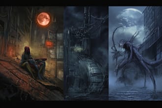 do sci fi horror and fantasy scene concept art illustrations