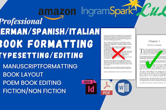 design, format french manuscript, print spanish pdf interior layout ebook, esty