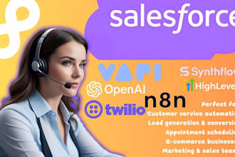 setup voip salesforce agent vapi ai chatbot calling agent twillio n8n make com
