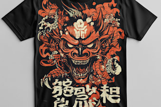 make unique tshirt design dark art japanese illustration