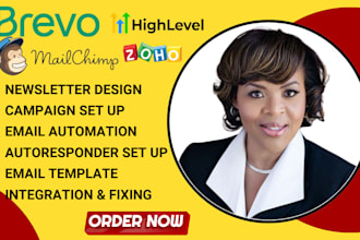 design mailchimp email template, zoho form, brevo email automation, gohighlevel
