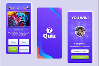 develop ai quiz app, university search app, ai trivia app, ai quiz website