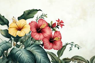 draw botanical illustrations of flowers, plants and fruits