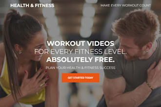 design dynamic health and fitness landing page website gym nutritionist website