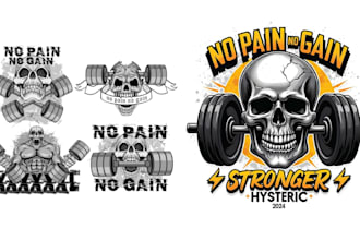 design custom skull gym fitness logo