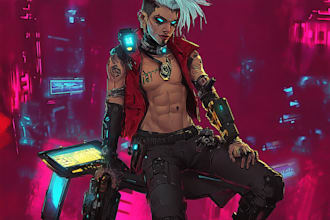 do a cyberpunk anime art