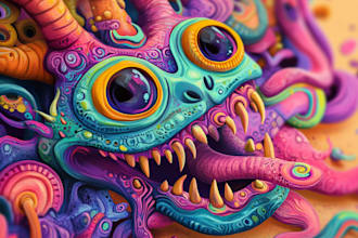 draw colorful detailed illustration