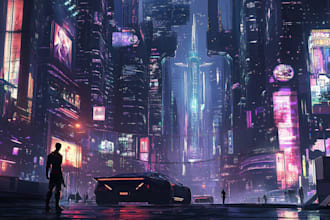 do futuristic cyberpunk city and sci fi concept art
