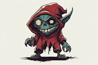 design vintage fantasy horror fun cartoon character for logo