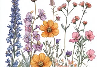 draw digital botanical illustration, flower, pets logo