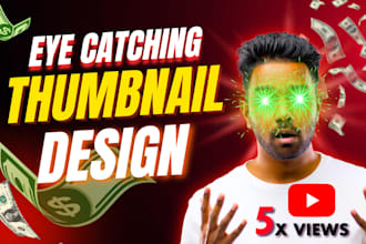 make attractive eye catching youtube thumbnail design in 1h