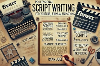write a script for youtube, films, or animations