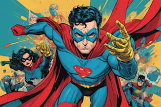illustrate a superhero pop art portraits
