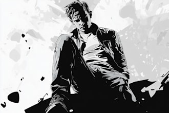 black white vector illustration any character