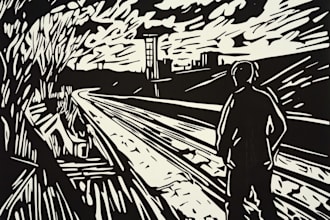 create artistic linocut illustration in my style
