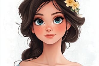 draw cartoon disney couple portrait