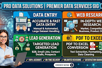 expert data entry, web research, and lead generation