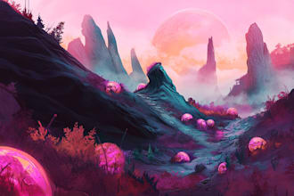 draw amazing environment concept art and fantasy landscape