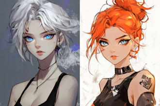 draw anime original character, pfp, fanart, vtuber, concept art, anime character