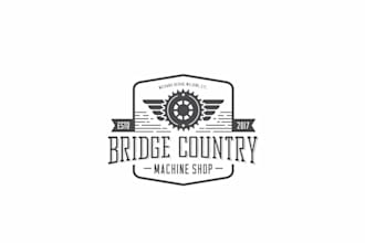 design a custom vintage machine shop logo design retro style