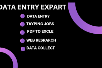 do data entry, email list, web research, copy paste, tayping job, data collect