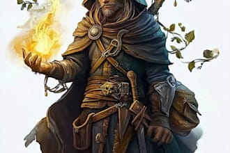 do dnd character art, 2d game character art in unique style