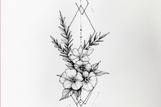 draw a minimalist tattoo, hand done art, geometric tattoo