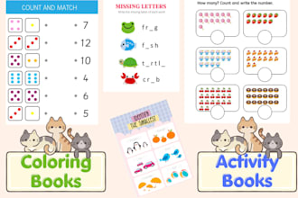 design kids worksheets, activity books, and coloring books