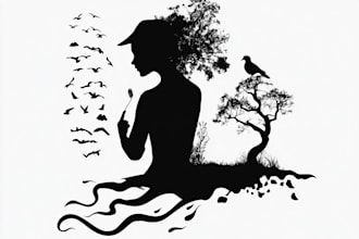make black and white silhouette logo and t shirt design
