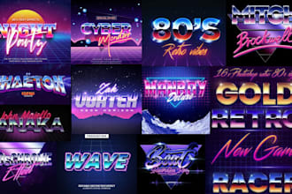 create a neon 80s retro vhs cinematic movie style 80s logo