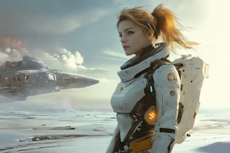 make a sci fi character and sci fi art