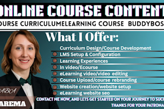 prepare course curriculum or elearning course using buddyboss, moodle, learndash