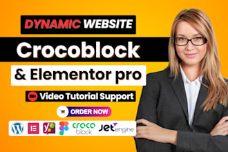develop dynamic wordpress website using crocoblock, elementor, jet engine, acf