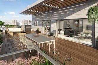 remodel interior in blender, deck, balcony render, sketchup architecture, revit